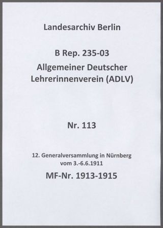 12. Generalversammlung vom 03.-06.06.1911 in Nürnberg