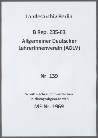 Schriftwechsel mit weiblichen Reichstagsabgeordneten 