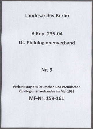 Verbandstag des Deutschen und Preußischen Philologinnenverbandes im Mai 1933