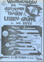 Veranstaltungen der autonomen Frauen- & Lesben-Gruppe im WS 87/88